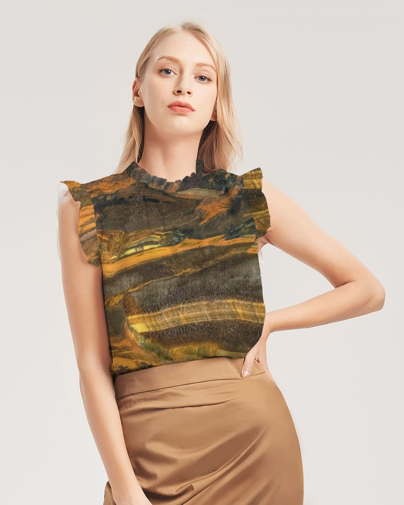 Marra Mamba Tiger's Eye Ruffle Sleeve Top